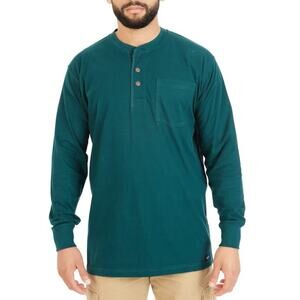 Smith's Workwear Henley Top Knit Long Sleeve Spruce Pine Green Mens Size 2XL